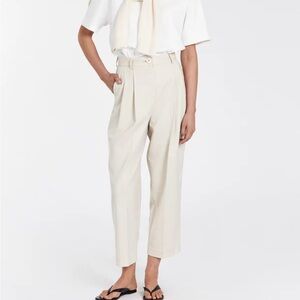 DISSH Cream Tapered Trousers with Self-Tie Waist